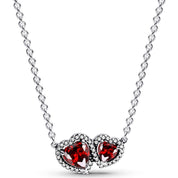 925 Sterling Silver Double Heart Jewelry Set – Necklace, Ring & Stud Earrings with Crystal Stones