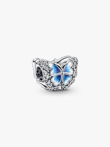 Abalorio Mariposa Azul para Pulsera | Dije Colgante de Cristal y Vidrio | Regalo de Joyería Estética para Mujeres