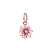 Abalorios de Dijes de Oro Rosa para Pulsera | Dijes Elegantes de Flor, Corazón y Cristal | Joyería de Lujo para Mujer