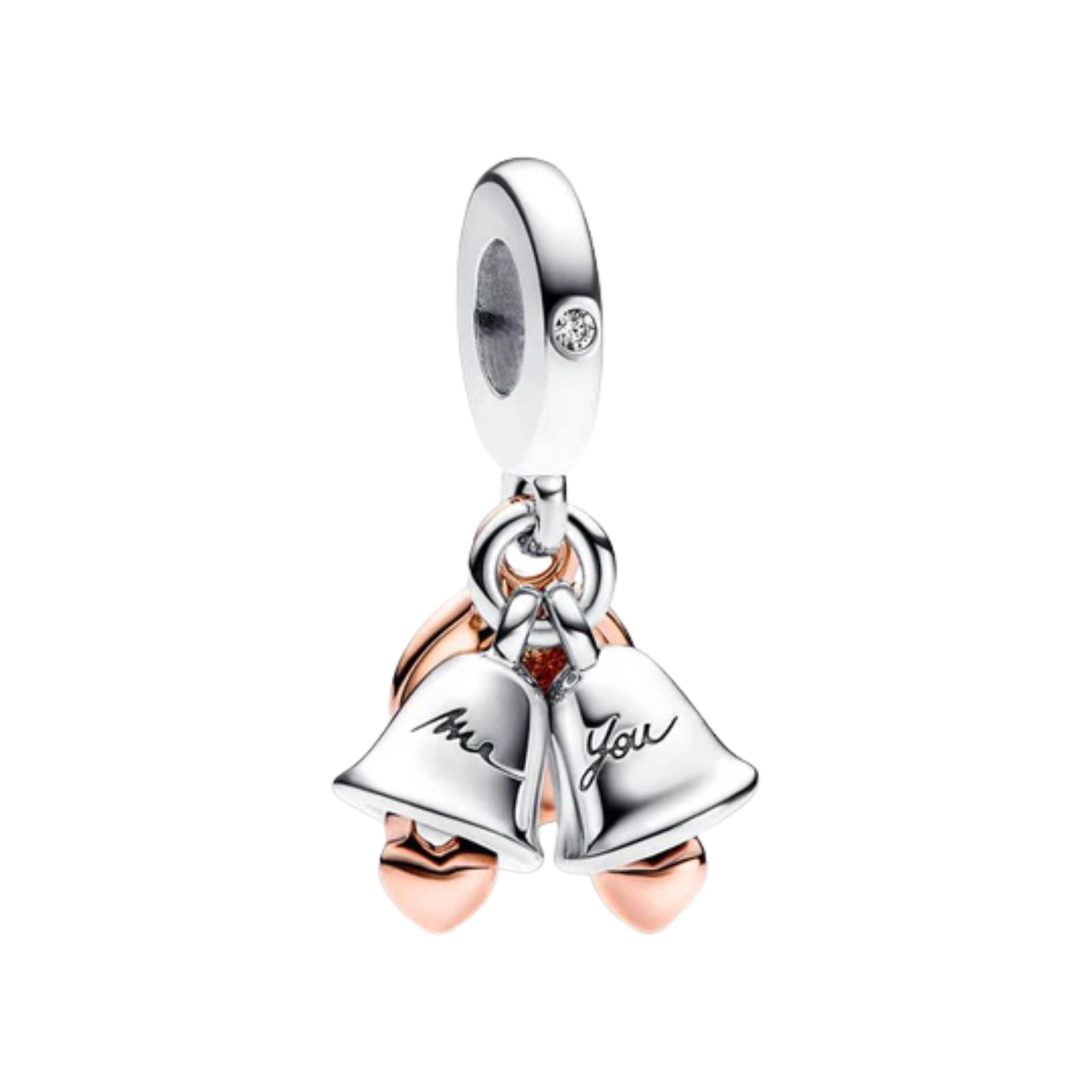 Abalorios de charms de amor y pareja para pulsera | Charms de corazón, candado, campana y oro rosa | Regalo de joyería romántica para mujer
