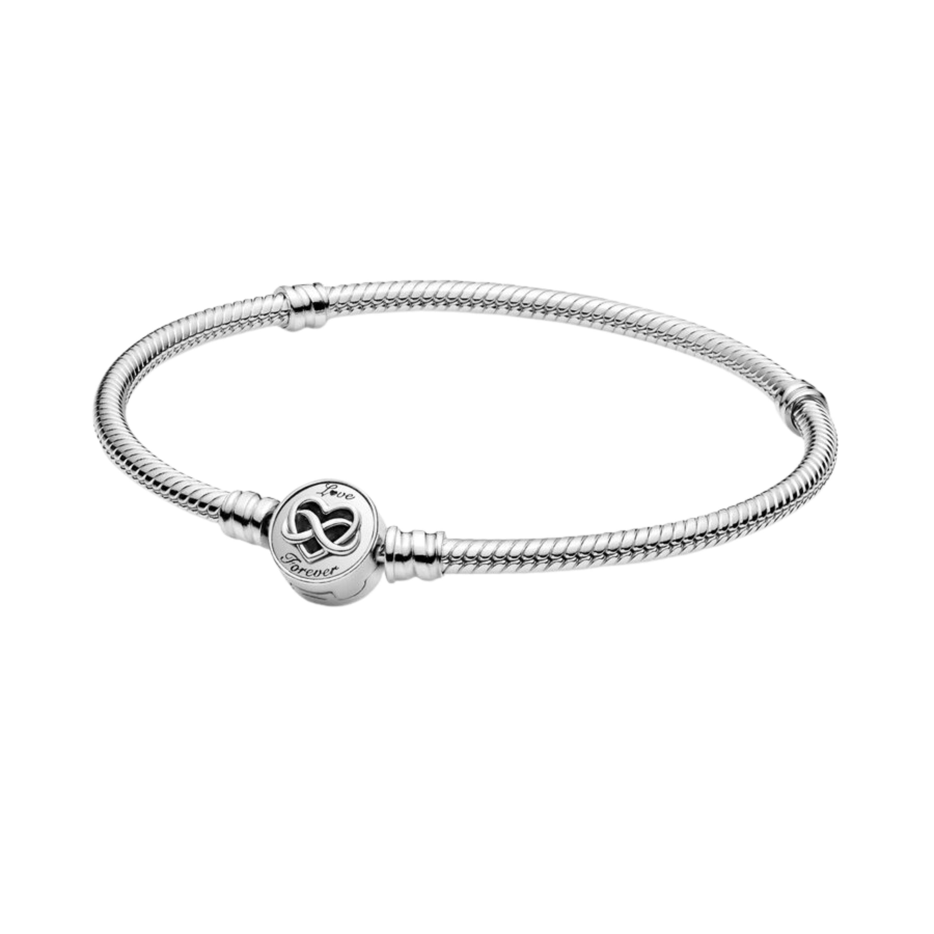 925 Sterling Silver Heart Charm Bracelet for Women – Elegant Snake Chain Bangle