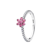 Women's Silver Tone Pink Crystal Rings – Sparkling Heart, Flower & Round Stone Designs, Dainty Stackable Rings, Elegant Fashion Jewelry Gifts for Her