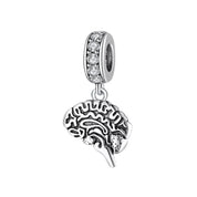 Precioso dije de plata de ley 925 para pulsera: corazón, corona y ojo malvado. Regalo.