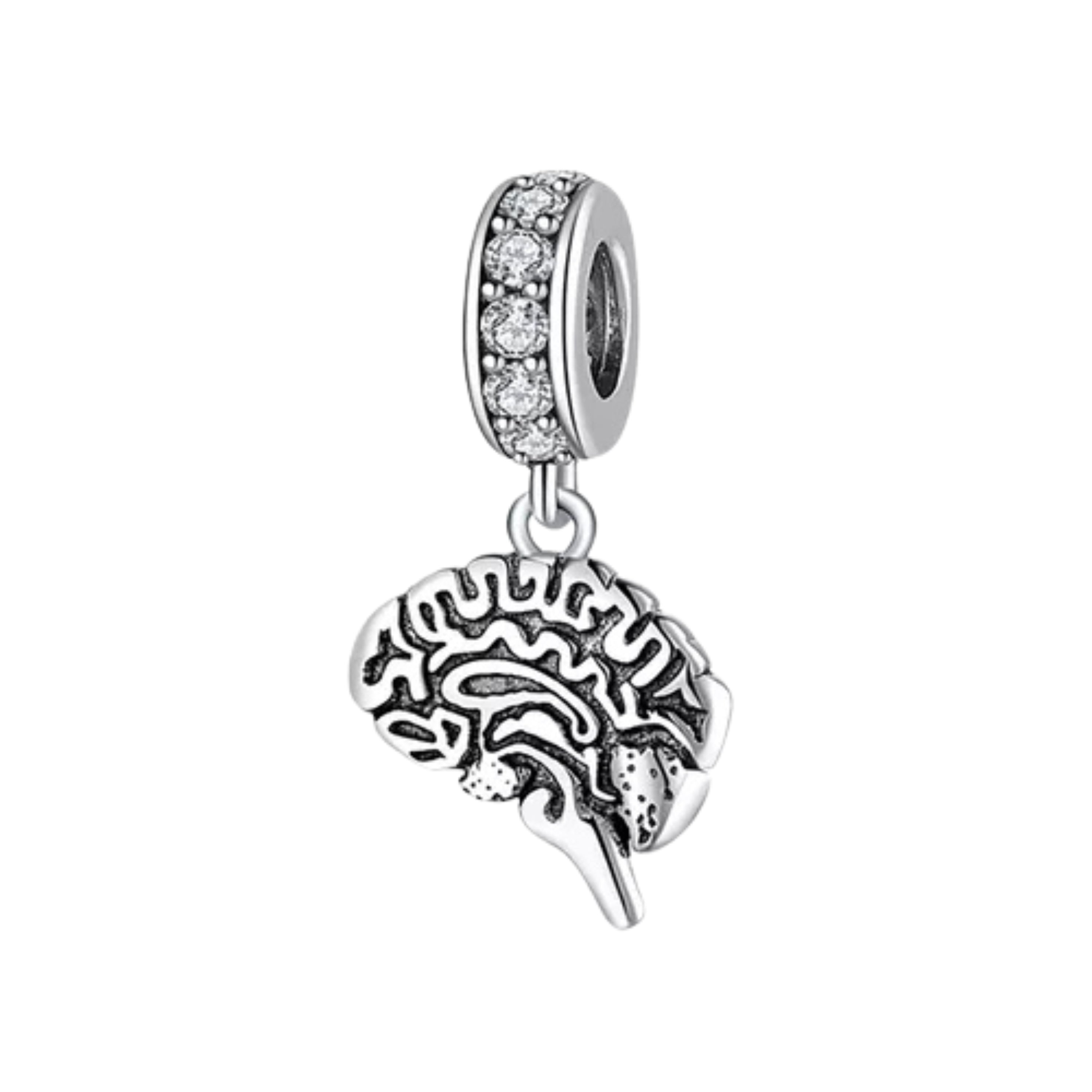 Precioso dije de plata de ley 925 para pulsera: corazón, corona y ojo malvado. Regalo.
