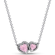 925 Sterling Silver Double Heart Jewelry Set – Necklace, Ring & Stud Earrings with Crystal Stones