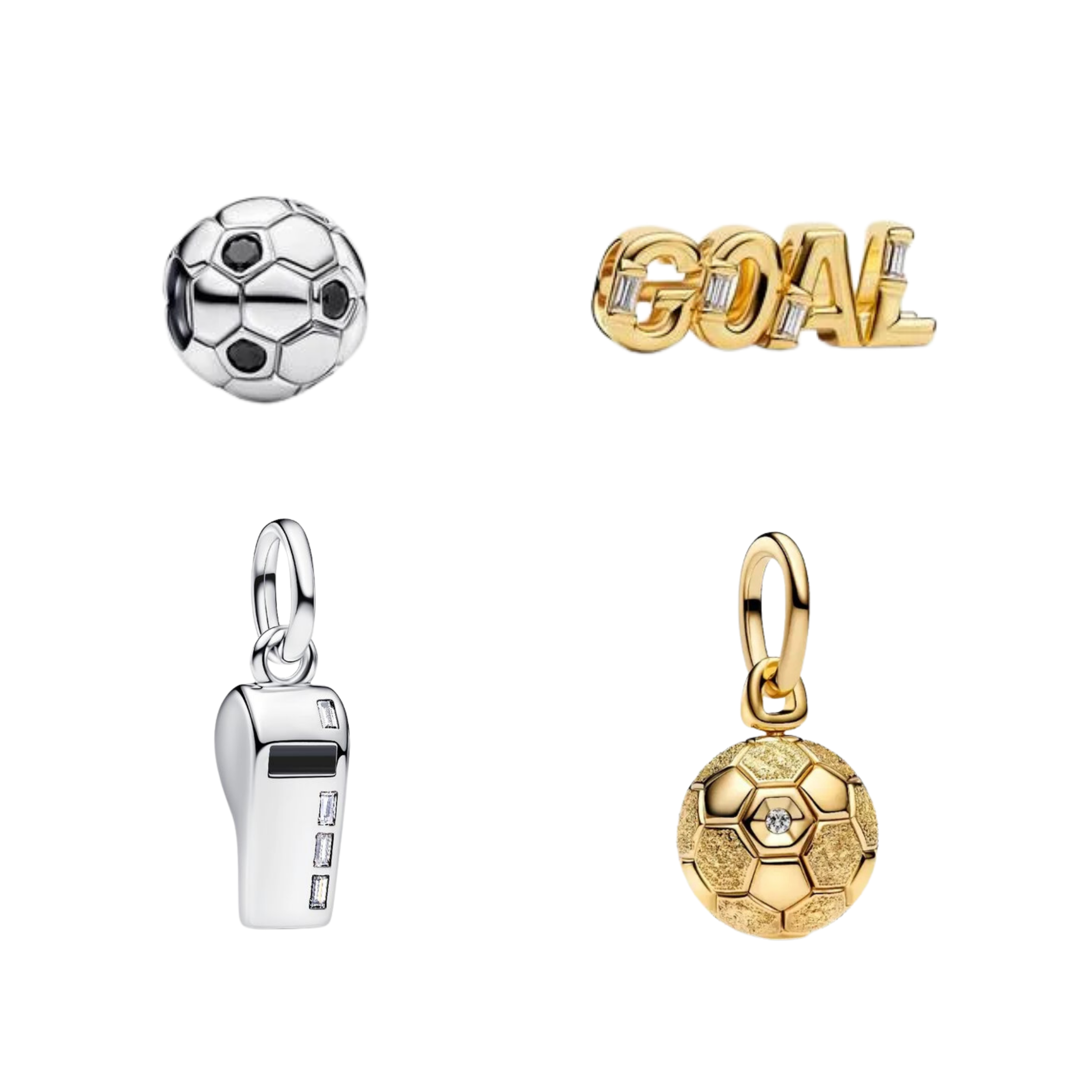Soccer Charms for Bracelets – Football Ball, Goal & Whistle Sports Charms