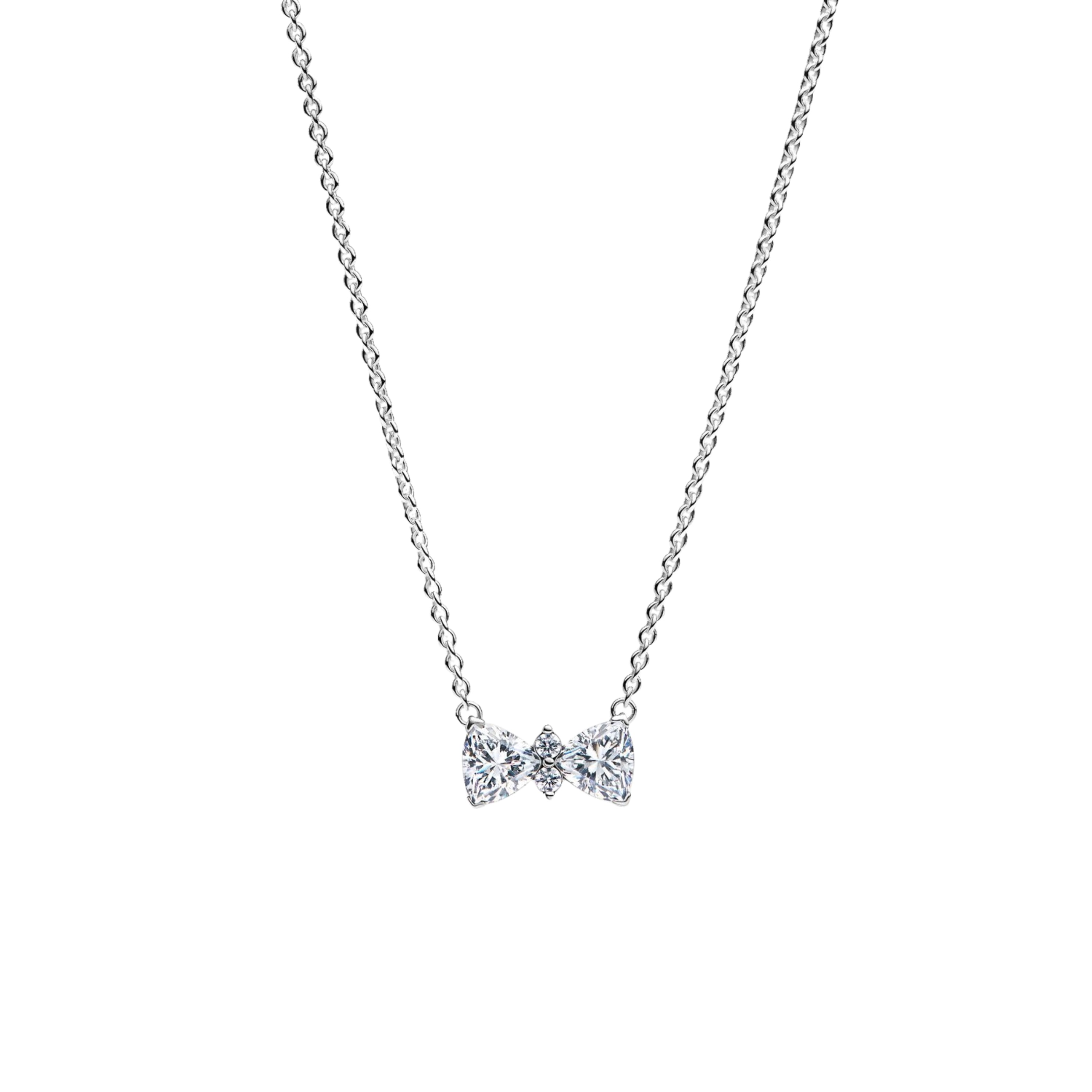 Collares de plata de ley 925 con forma de corazón, mariposa y cinta
