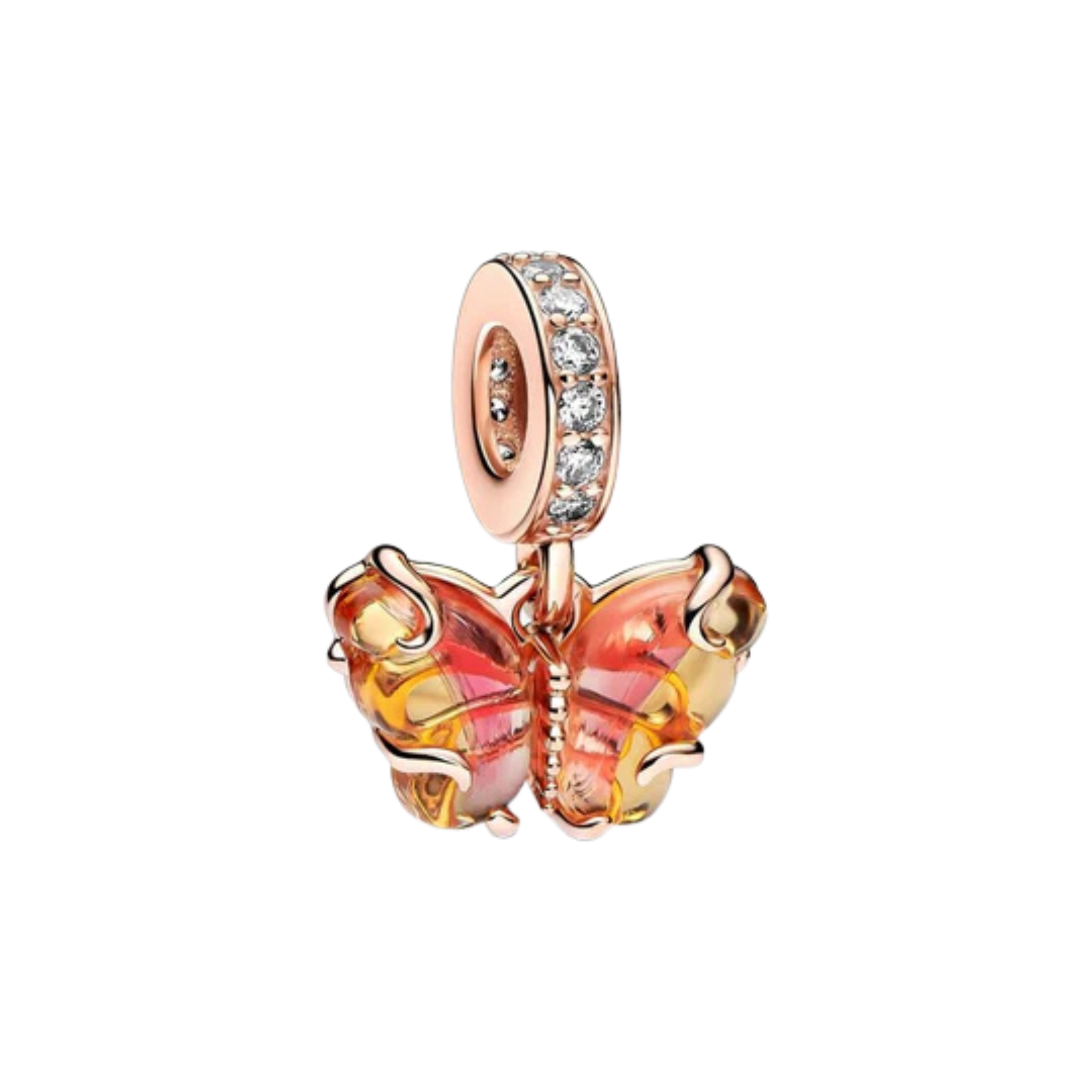 Abalorios de Dijes de Oro Rosa para Pulsera | Dijes Elegantes de Flor, Corazón y Cristal | Joyería de Lujo para Mujer