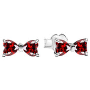 925 Sterling Silver Bow Jewelry Set – Necklace, Ring & Stud Earrings with Color Crystal Stones