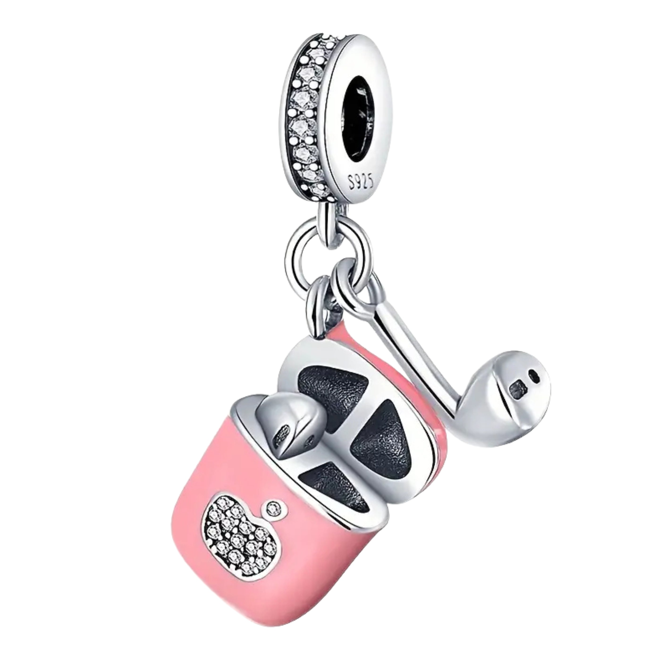 Precioso dije de plata de ley 925 para pulsera: corazón, corona y ojo malvado. Regalo.