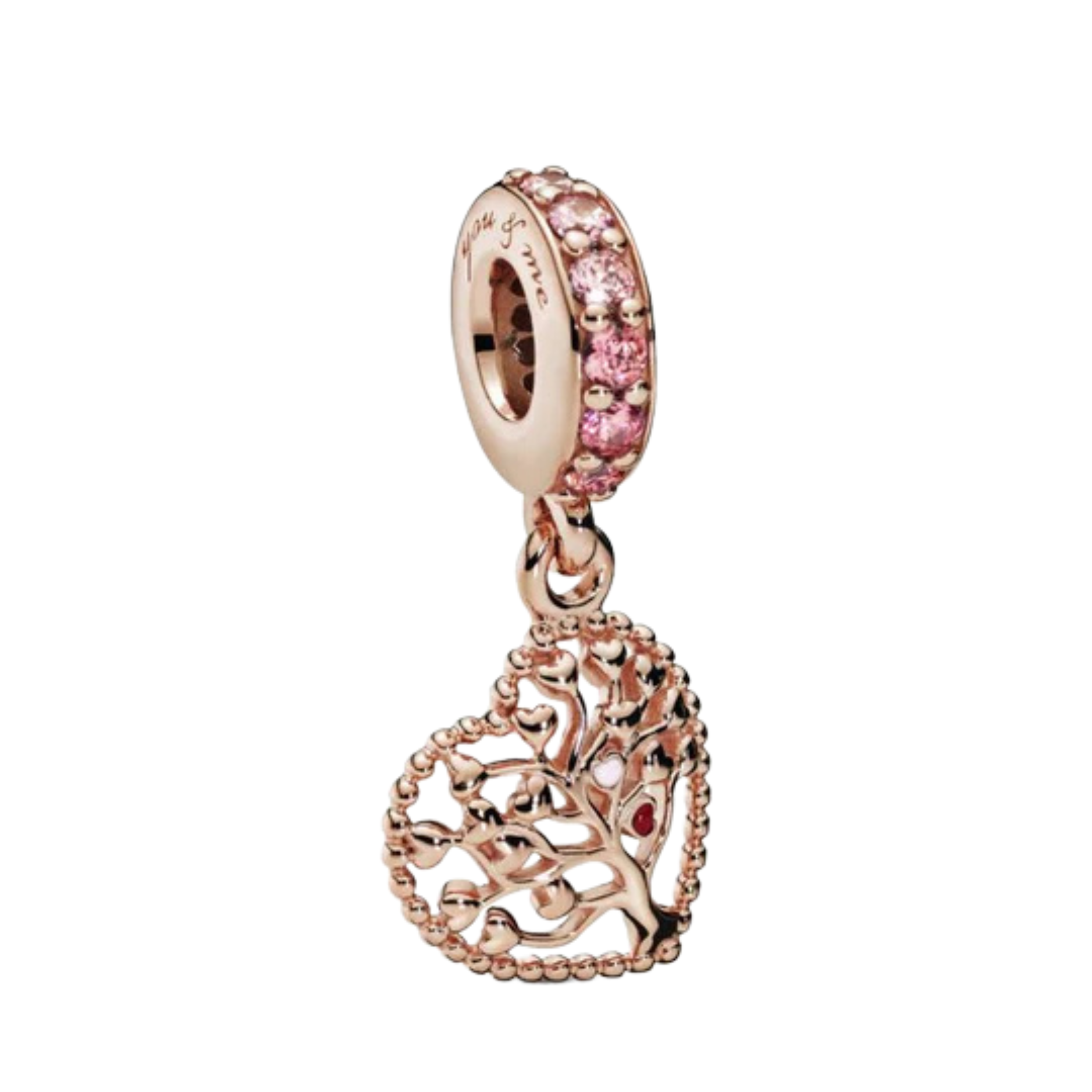 Abalorios de Dijes de Oro Rosa para Pulsera | Dijes Elegantes de Flor, Corazón y Cristal | Joyería de Lujo para Mujer