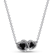 925 Sterling Silver Double Heart Jewelry Set – Necklace, Ring & Stud Earrings with Crystal Stones