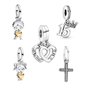 Dijes Colgantes de Plata de Ley 925 – Cuentas de Colgante Lindas con Temas Familiares, Amor y Simbólicos para Pulseras