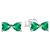 925 Sterling Silver Bow Jewelry Set – Necklace, Ring & Stud Earrings with Color Crystal Stones