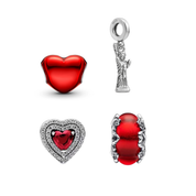 Red Heart & Liberty Abalorios de plata de ley 925 para pulsera