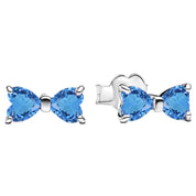 925 Sterling Silver Bow Jewelry Set – Necklace, Ring & Stud Earrings with Color Crystal Stones