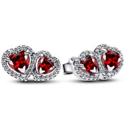 925 Sterling Silver Double Heart Jewelry Set – Necklace, Ring & Stud Earrings with Crystal Stones