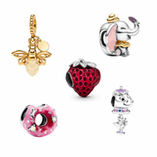 Set de dijes de plata de ley 925 mezclados – Lindos dijes de animales y frutas como fresas