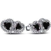 925 Sterling Silver Double Heart Jewelry Set – Necklace, Ring & Stud Earrings with Crystal Stones