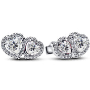 925 Sterling Silver Double Heart Jewelry Set – Necklace, Ring & Stud Earrings with Crystal Stones
