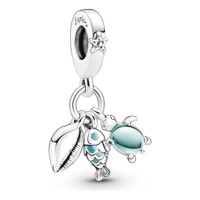 Dije colgante "Encanto del Océano" para pulsera | Colgante de tortuga, pez y concha | Regalo de joyería de playa estética para mujer