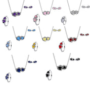 925 Sterling Silver Double Heart Jewelry Set – Necklace, Ring & Stud Earrings with Crystal Stones