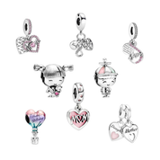 Dijes de madre para niño y niña: cuentas de plata de ley 925 para pulseras