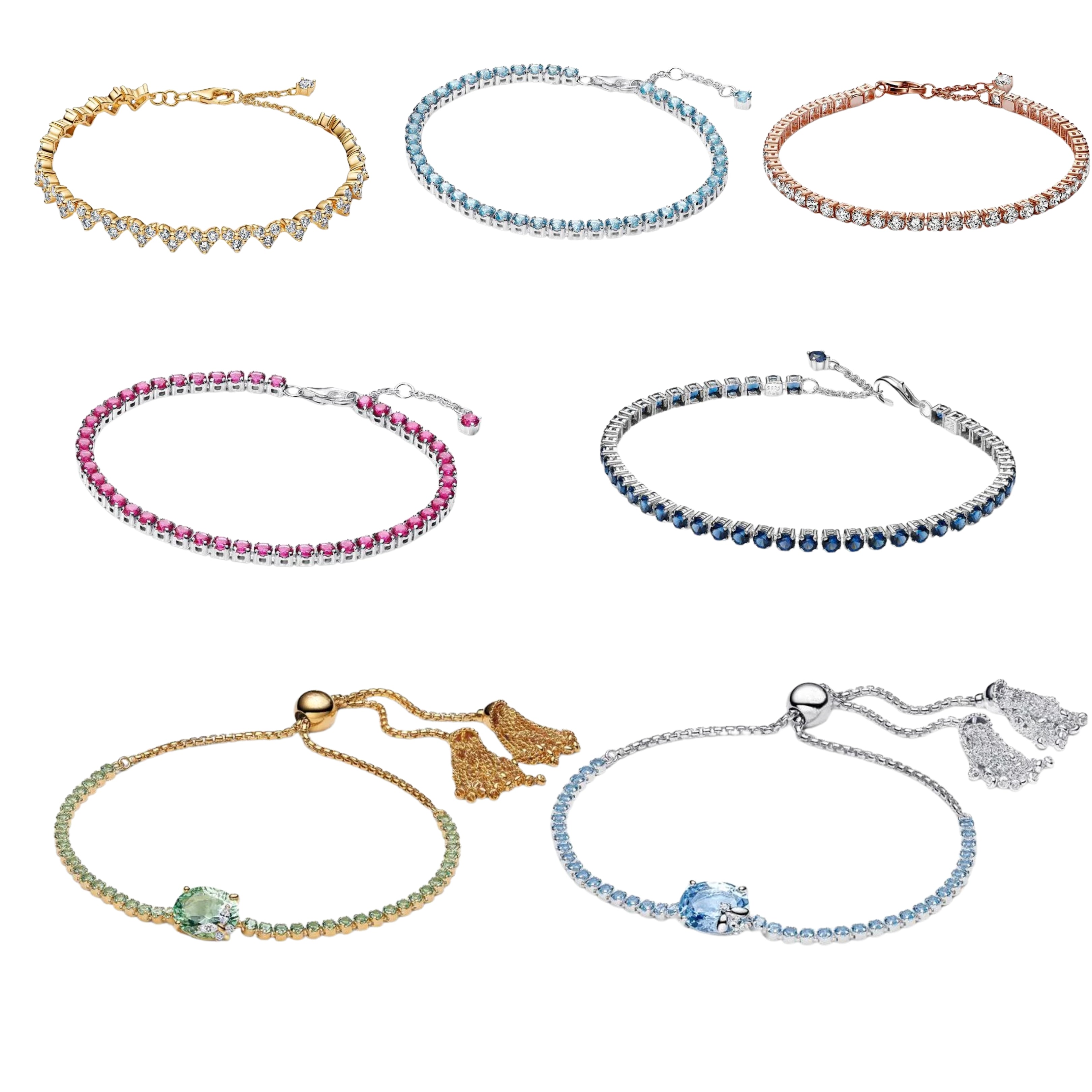 Luxury Crystal Bracelet Collection for Women – Adjustable Tennis Bracelets in Gold-plated, Silver & Rose Gold-plated