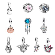 Charms 925 Sterling Silver Charm Collection – Heart, Flower, Dreamcatcher, Space & Dangle Charms for Bracelets