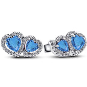 925 Sterling Silver Double Heart Jewelry Set – Necklace, Ring & Stud Earrings with Crystal Stones