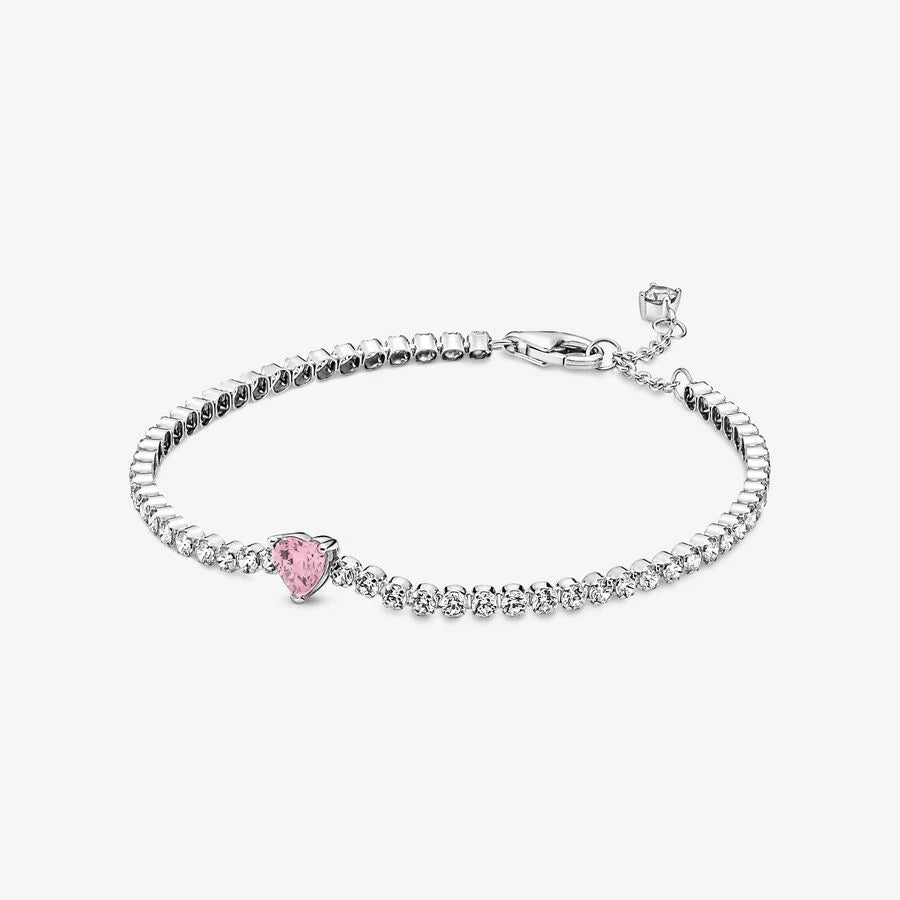 925 Sterling Silver Heart Jewelry Set – Necklace, Ring, Bracelet & Stud Earrings with Crystal Stones