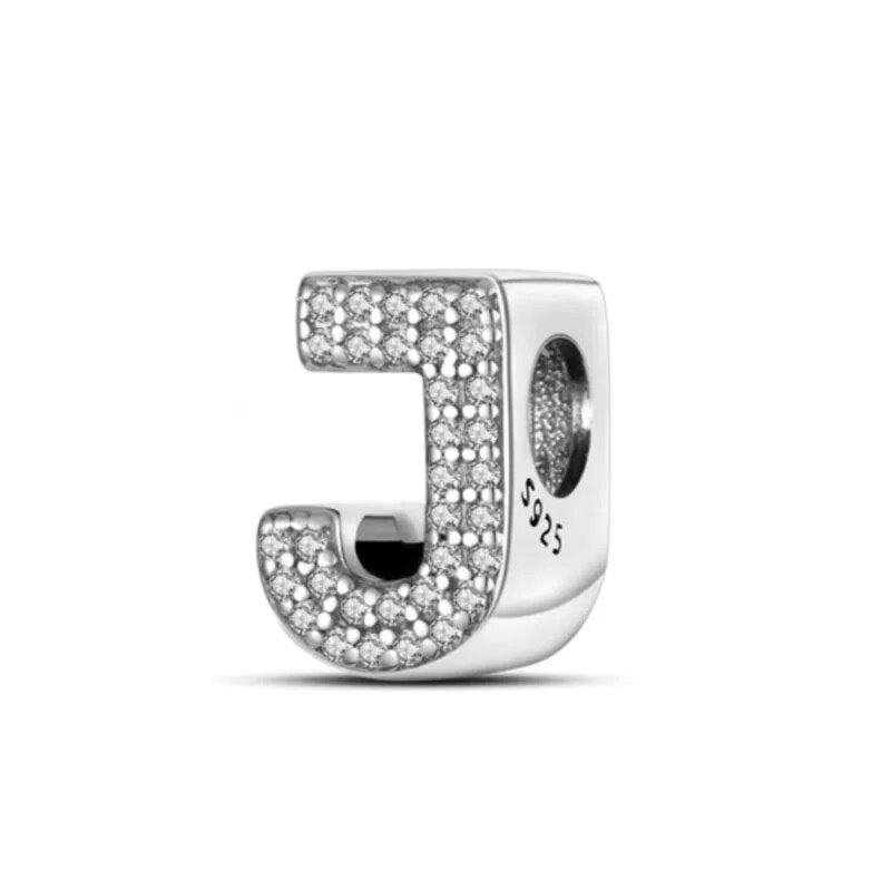 Charm con letra inicial para pulsera en plata de ley 925 (Abecedario de la A a la Z)