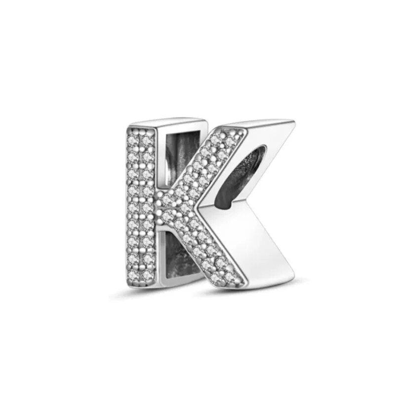 Charm con letra inicial para pulsera en plata de ley 925 (Abecedario de la A a la Z)