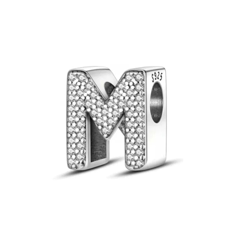 Charm con letra inicial para pulsera en plata de ley 925 (Abecedario de la A a la Z)