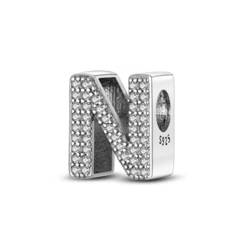 Charm con letra inicial para pulsera en plata de ley 925 (Abecedario de la A a la Z)