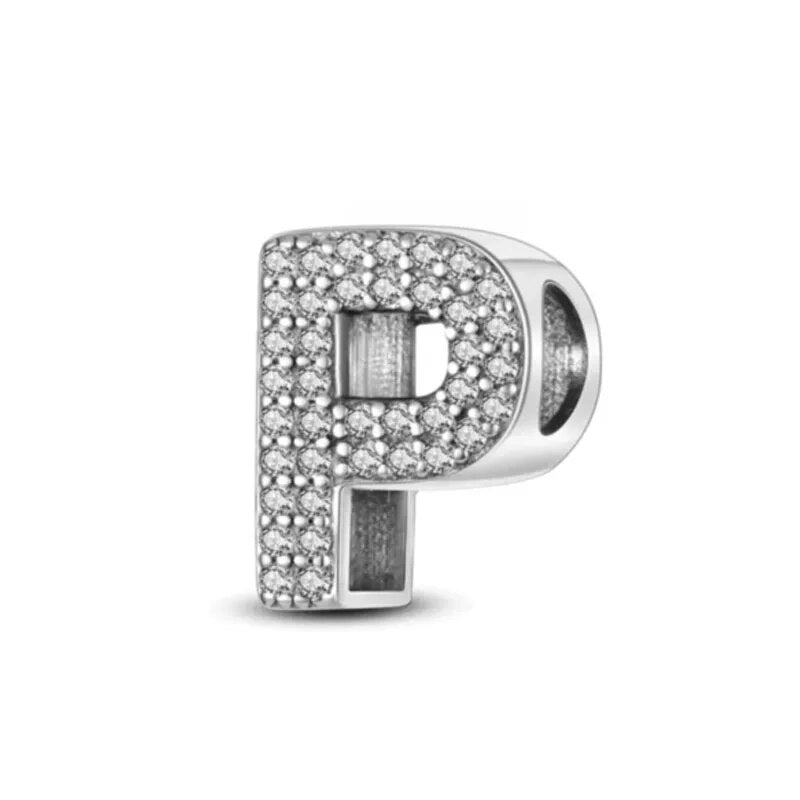 Charm con letra inicial para pulsera en plata de ley 925 (Abecedario de la A a la Z)