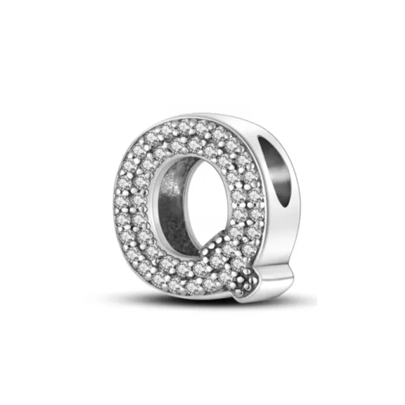 Charm con letra inicial para pulsera en plata de ley 925 (Abecedario de la A a la Z)