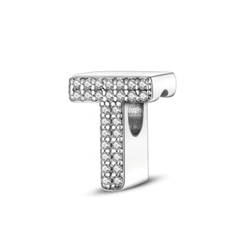 Charm con letra inicial para pulsera en plata de ley 925 (Abecedario de la A a la Z)