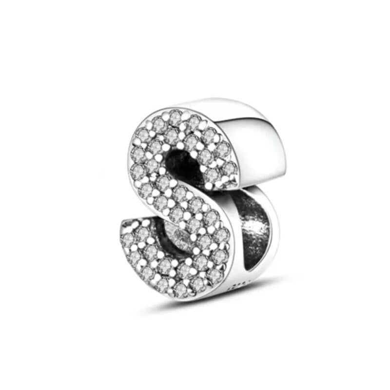 Charm con letra inicial para pulsera en plata de ley 925 (Abecedario de la A a la Z)