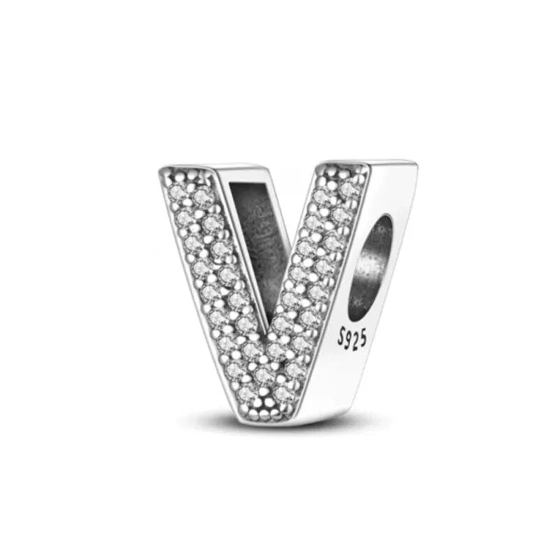 Charm con letra inicial para pulsera en plata de ley 925 (Abecedario de la A a la Z)