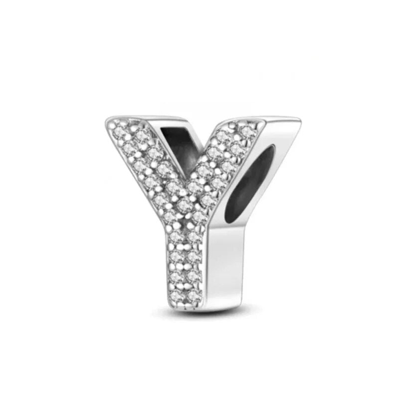 Charm con letra inicial para pulsera en plata de ley 925 (Abecedario de la A a la Z)