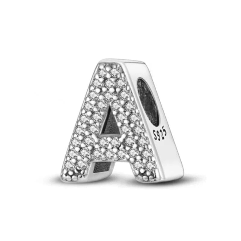 Charm con letra inicial para pulsera en plata de ley 925 (Abecedario de la A a la Z)