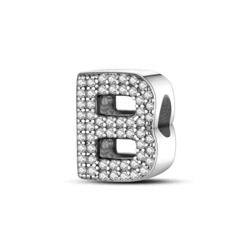 Charm con letra inicial para pulsera en plata de ley 925 (Abecedario de la A a la Z)