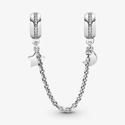 Dije de cadena de seguridad con estrella y luna