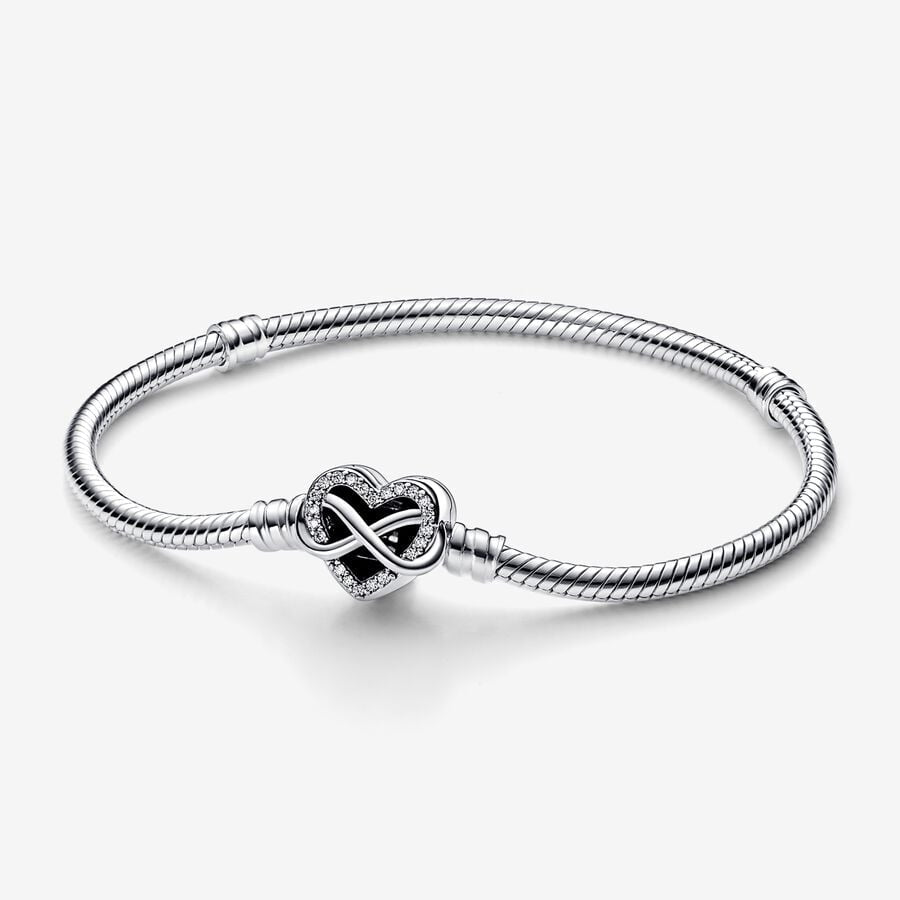 Infinity Heart Jewelry Set – Necklace, Stud Earrings & Charm Bracelet | 925 Sterling Silver Style Gift Set