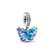 Abalorio Mariposa Azul para Pulsera | Dije Colgante de Cristal y Vidrio | Regalo de Joyería Estética para Mujeres