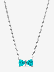 925 Sterling Silver Bow Jewelry Set – Necklace, Ring & Stud Earrings with Color Crystal Stones