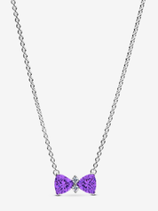 925 Sterling Silver Bow Jewelry Set – Necklace, Ring & Stud Earrings with Color Crystal Stones
